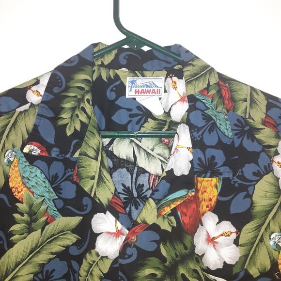 Hawaii Hawaiian Shirt Mens Size L Floral Parrot Made In Hawaii Button Up Aloha - Picture 3 of 8
